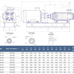 Pompe sectionnelle sur châssis CNS 500-600 avec moteur de 1250 kW, 1500 tr/min pour systèmes d'alimentation en eau