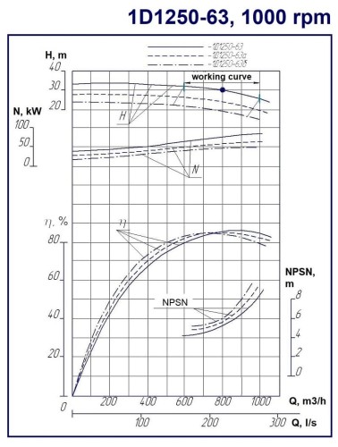 Double Suction Split Case Pump 1D1250-63, 1000, without engine