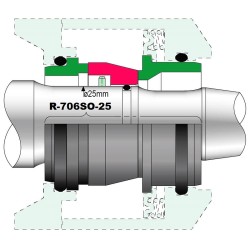 Механический уплотнитель насоса Grundfos Sarlin R-706SO 25, SIC/SIC/SIC/SIC, VITON аналог AESSEAL S0SU/S0SSU