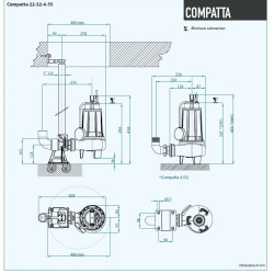 Bomba sumergible Dreno COMPATTA EVO 55, M/G con rodete vortex