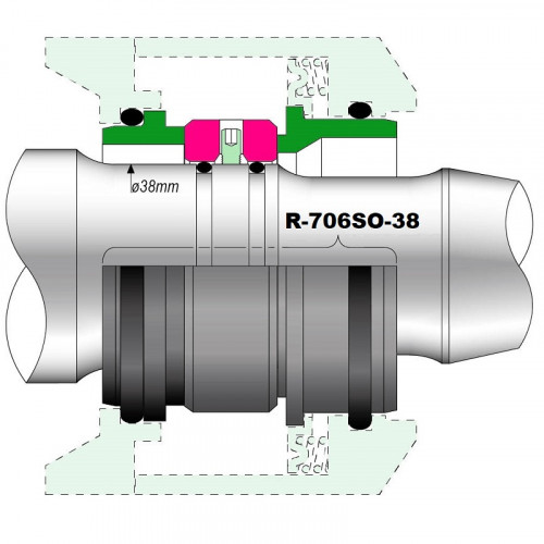 Retén mecánico para bomba Grundfos Sarlin R-706SO 38, SIC/SIC/SIC/SIC, VITON Nº de pieza Grundfos YJ34520 96567331