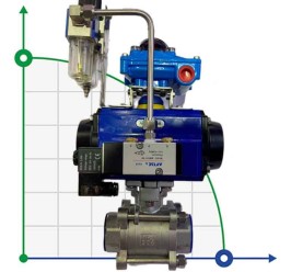 PN16 DN15 Threaded ball valve AISI 304, PTFE seat with double-acting pneumatic actuator, pneumatic distribution 5/2, 24 V coil, LS10 limit switch box