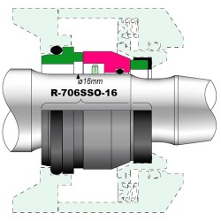 Уплотнение вала насоса Grundfos Sarlin R-706SSO 16, SIC/SIC/SIC/SIC, VITON