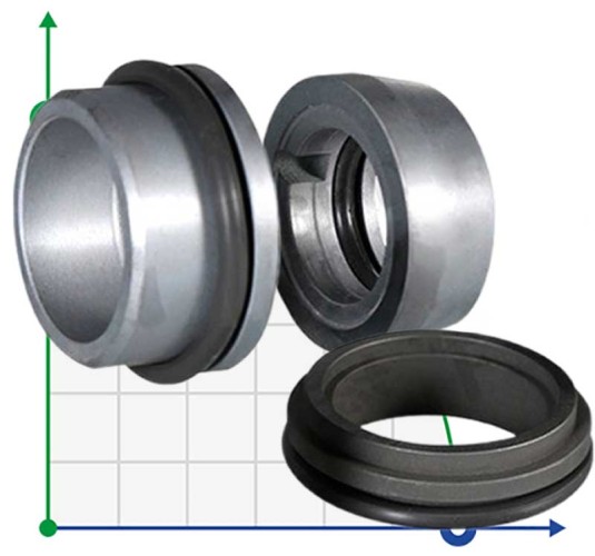 Mechanical shaft seal for pump Grundfos Sarlin R-706SSO 16, SIC/SIC/SIC/SIC, VITON