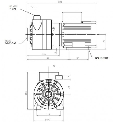Pompe centrifuge horizontale MV 100, PVDF, EPDM, B MB100--FCTSDN