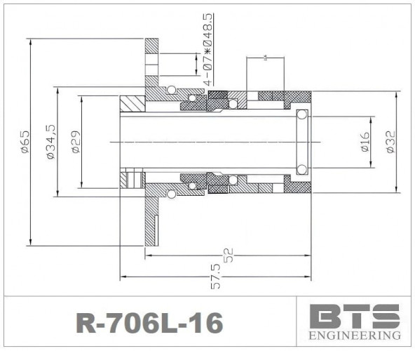 Sello tipo cartucho para bombas LFP, SNP, Speroni R-706L 16, SIC/SIC, VITON, 304 tipo Grundfos SQQE