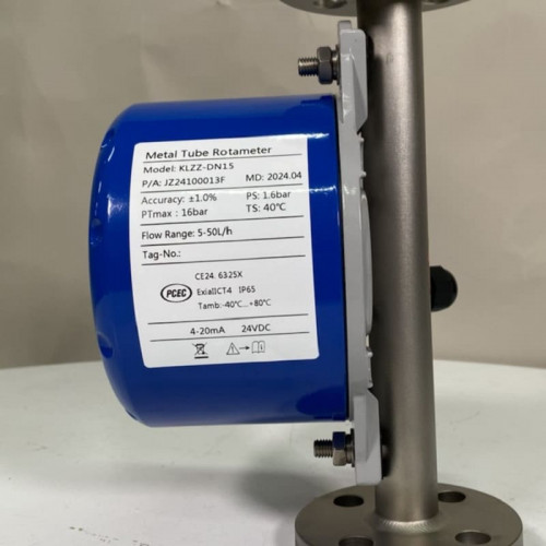 DN15 Витратомір ротаметр з нержавіючої сталі KLZZ PN6 (liquid alcohol mixture C2H5OH 92%), 5-50  l/h, 4-20mA, Ex