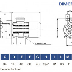 FLUIMAC COMPASS CM 6 PVDF Magnetkupplungspumpe für Chemikalien, 0,25 kW, 220V