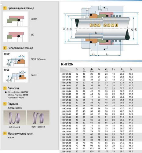 Gleitringdichtung R-H12N 35, CAR/SIC, EPDM, 304, G9