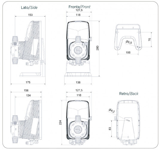 Membran-Magnetdosierpumpe PDE HC151+ CL(J) M60 240V PVDF-CE-VT, 1-10 l/h, 7-1 bar