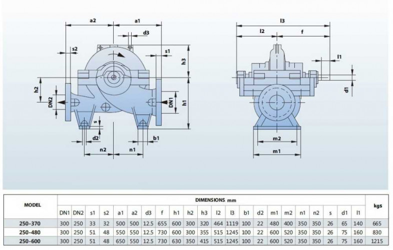 BSC 250-370A/B, (3000) Double Suction Split Case Pump