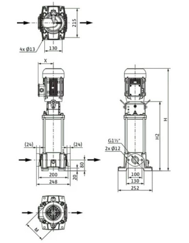 Pompe multicellulaire WILO HELIX FIRST V1009-5/16/E/S/400-50