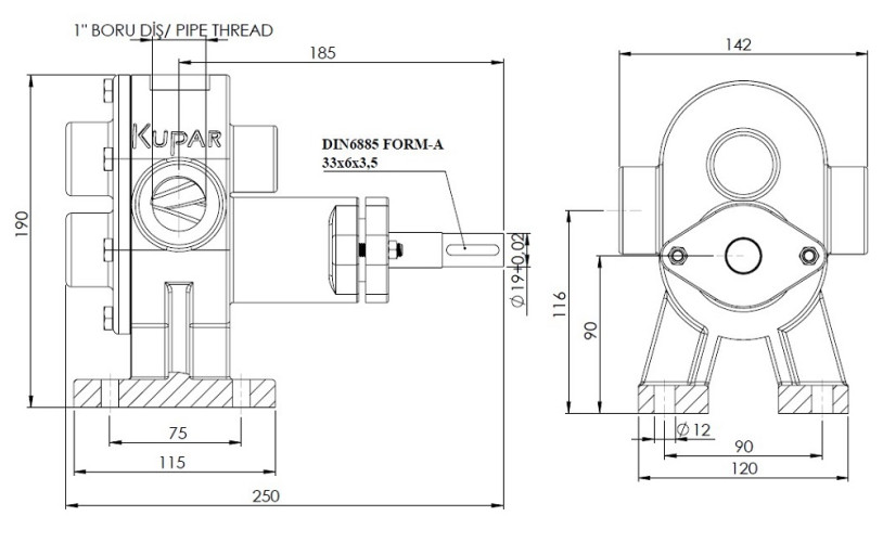 Kupar KHP Gear Pump for Glue 1 Inch-B, Bronze, 2-5 m3/h