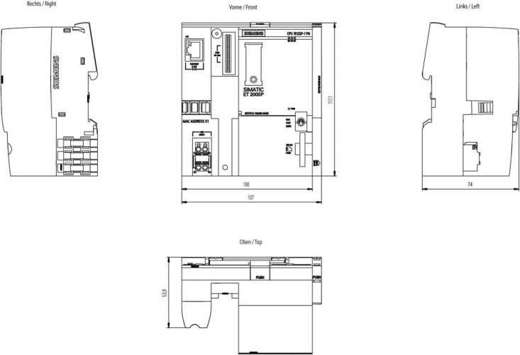 6ES7512-1DM03-0AB0, SIMATIC DP, CPU 1512SP-1 PN для ET 200SP, przetwarzanie centralne