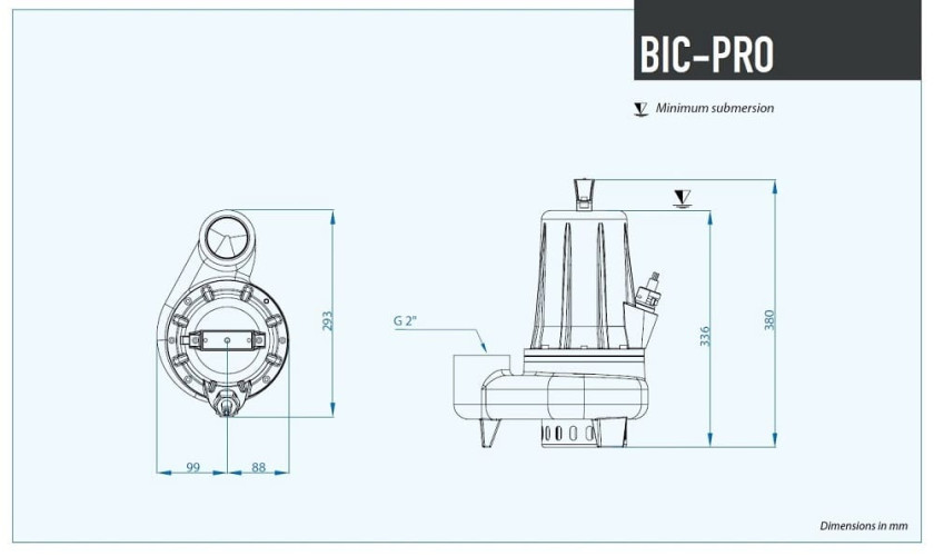Bomba sumergible Dreno BIC PRO-EX 50-2/220 T con impulsor de dos canales