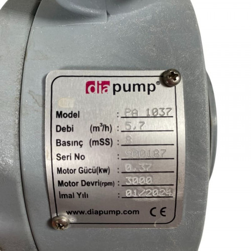 Bomba de plástico DiaPump PAra productos químicos DiaPump PA1037 PP, 0,37 kW, 3000 rpm, 380V