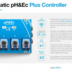 Régulateur automatique de pH&Ec avec mesure de la température de l'eau et trois pompes à engrais avec Wi-Fi