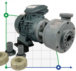 Kunststoff-Chemiepumpe zum Fördern von Säuren DiaPump PA1075 PP, 0,75 kW, 3000 U/min, 380V
