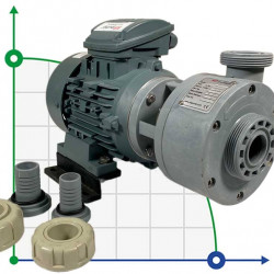 Kunststoff-Chemiepumpe zum Fördern von Säuren DiaPump PA1075 PP, 0,75 kW, 3000 U/min, 380V