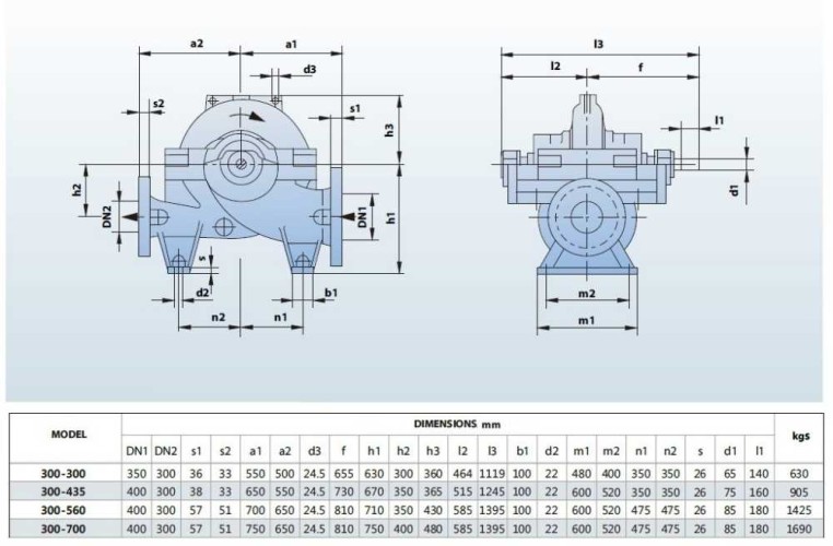 BSC 300-435A/B, (3000) Double Suction Split Case Pump