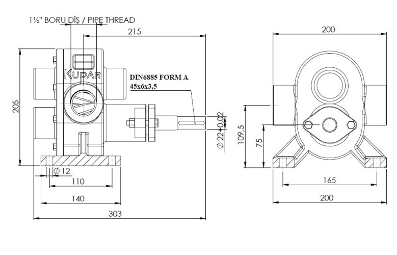 Kupar KHP Soap Gear Pump, 1 1/2 Inch-B, Bronze, 4-11.5m3/hr