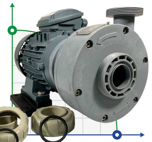 Bomba química de plástico DiaPump PAra ácidos DiaPump PA2150 PP, 1,5 kW, 3000 rpm, 380V