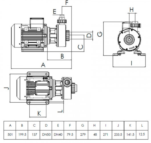 Kunststoffpumpe für Säuren DiaPump PA2220 PP, 2,2 kW, 3000 U/min, 380V