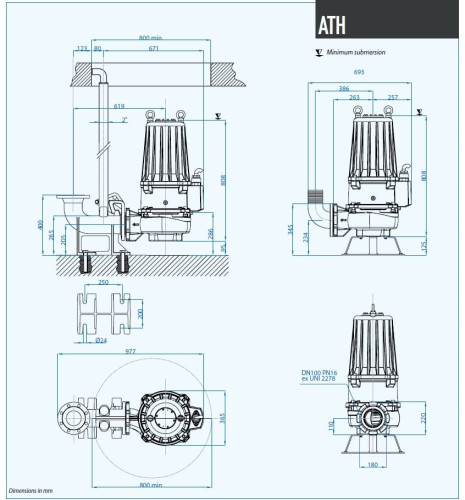 Submersible pump Dreno ATH 100-2 / 400 with centrifugal two-channel impeller
