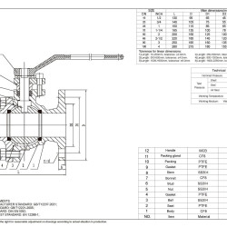 PN16 DN25 Stainless steel ball valve AISI 304, Seat PTFE