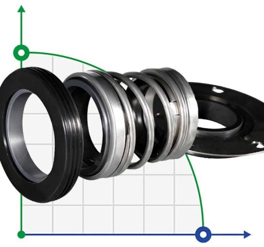 Cierre mecánico doble para bomba Tsurumi R-260TS 30/35, SIC/SIC/SIC/SIC, VITON, 304