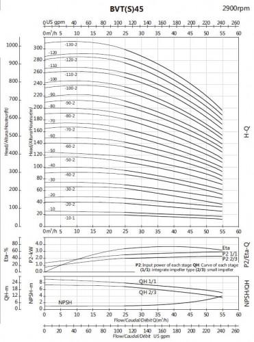 Mehrstufige Sättigungspumpe BVS 45-60-2, 22 kW, AISI 304