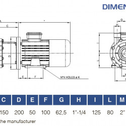 FLUIMAC COMPASS CM 15 PP abgedichtete Magnetkupplungspumpe für Chemikalien, 1,1 kW, 380V
