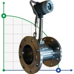 DN150 Stainless steel vortex flow meter LUGB-D PN16 RF DIN flange, for steam, 1,4-14 t/h, <1.6 MPa, <250°C, 4-20mA, ExdIIBT6