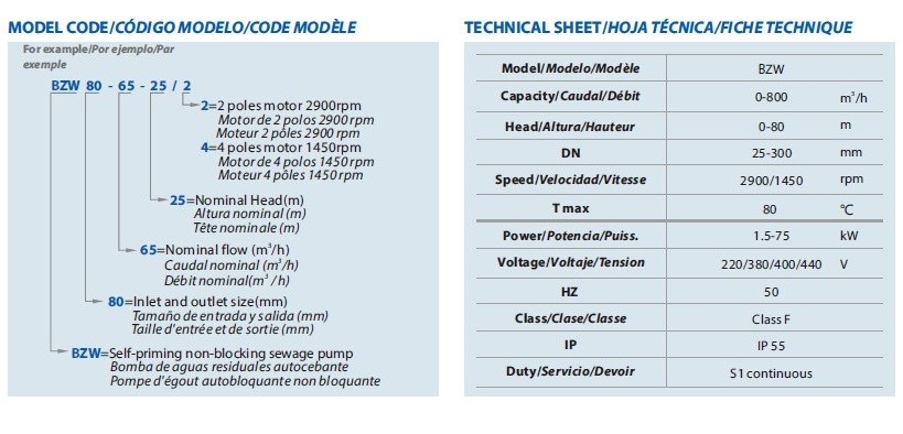 Насос для речной воды BZWM100-100-20/2, 15kW, 2900 самовсасывающий