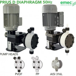 Мембранний моторний дозуючий насос EMEC серії PRIUS D 50 Hz 12-1000 л/год, 10-5 бар