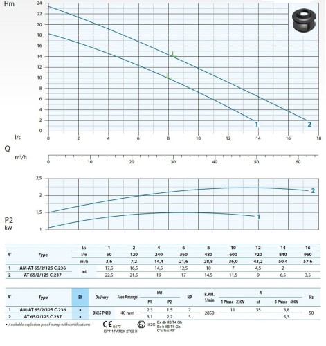 Tauchpumpe Dreno AM-EX AT 65/2/125 C.236 mit einkanaligem offenem Laufrad