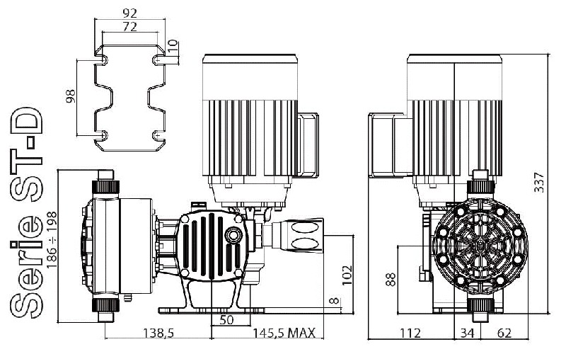 Bomba dosificadora de membrana PDM-D AA 104/6 400/3/50 0,18
