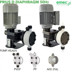 Мембранний моторний дозуючий насос EMEC серії PRIUS D 50 Hz Mono (монофазний) 12-530 л/год, 10-5 бар