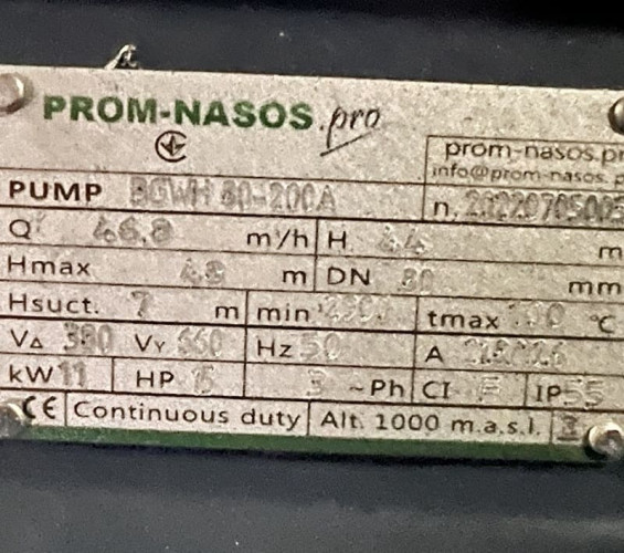 BGWH 80-200A (47/44), 11kW, 2880 Stainless Steel Horizontal Pump