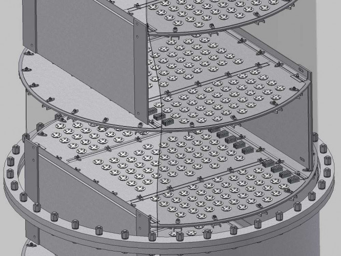 Тарелка клапанная AISI 304,800 мм с промоутерами для расспределения потока