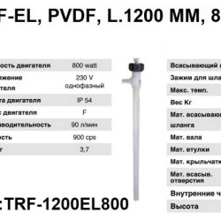 Pump TR F-EL, PVDF, L.1200 MM 800 W