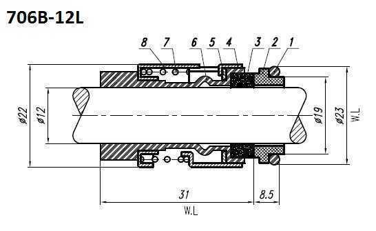 Уплотнения насоса Grundfos R-706B 16, SIC/SIC, VITON, 304