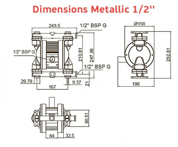 Pompa membranowa pneumatyczny AlphaDynamic RUBY 115S-P-TST-T