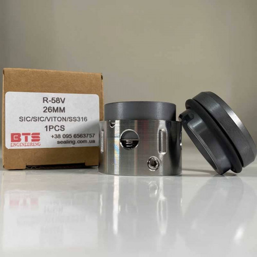 Торцевое уплотнение насоса R-58V 26, SIC/SIC, VITON, 316, A0