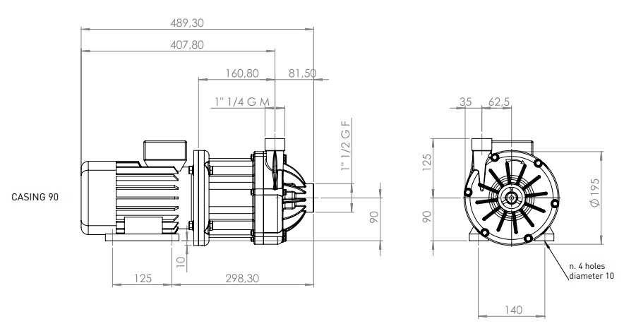 Насос с магнитной муфтой DM 15 PVDF, VITON, 1,5 кВт