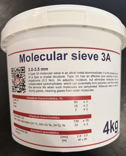 Tamiz molecular 3A, tamiz molecular de 2,0-3,5 mm, paquete de 4 kg