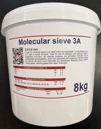 Tamiz molecular 3A, tamiz molecular de 2,0-3,5 mm, paquete de 8 kg