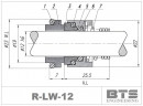 Ущільнення валу Lowara R-LW 12, SIC/SIC, VITON, 316 типу VULCAN 135, BURGMANN BT-FH, AESSEAL T06D, T06DU, ROTEN UNITEN 5K