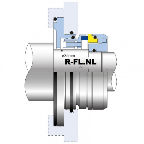 Garniture mécanique de la pompe FLYGT R-FL.NL 35, TC/TC, VITON, 304