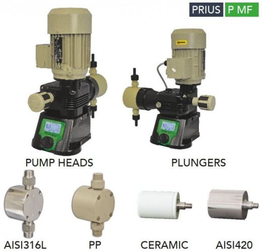 Multifunctional plunger motor dosing pump EMEC series PRIUS P MF 5-320 l/h, 10 bar